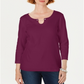Karen Scott Blusa feminina manga três quartos roxa tamanho P