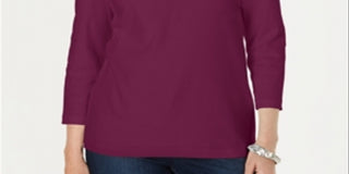 Karen Scott Blusa feminina manga três quartos roxa tamanho P