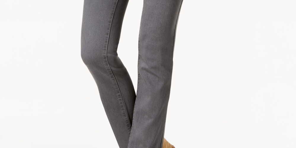 Calça jeans feminina Charter Club Lexington reta cinza tamanho 18