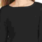 Blusa feminina com estampa canelada e manga comprida e gola joia, preta, tamanho PL