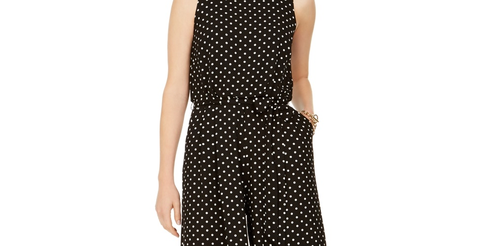 Macacão curto feminino Vince Camuto com bolinhas, preto, tamanho 12