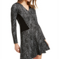 Vestido evasê feminino Michael Kors com painéis, preto, tamanho XS