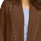Cardigan feminino com capuz e tachas Style &amp; Co, marrom, tamanho P
