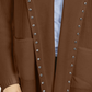 Cardigan feminino com capuz e tachas Style &amp; Co, marrom, tamanho P