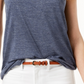 Blusa feminina Maison Jules com decote redondo, azul, tamanho pequeno