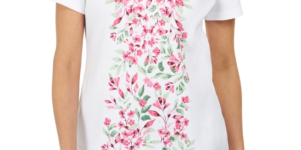 Blusa feminina com estampa floral Karen Scott - Branca, tamanho P