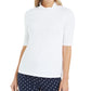 Camiseta feminina Charter Club Supima Cotton com gola simulada, branca, tamanho X-G