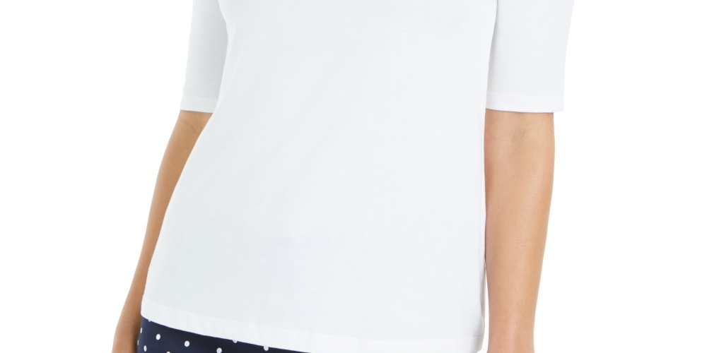 Camiseta feminina Charter Club Supima Cotton com gola simulada, branca, tamanho X-G