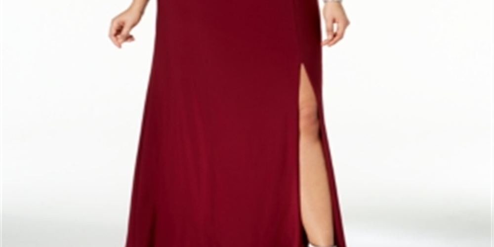 Vestido de noite feminino Morgan &amp; Co sem mangas com contas, vinho, tamanho 18W