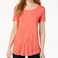 Camiseta feminina Maison Jules com decote redondo, laranja, tamanho X-S