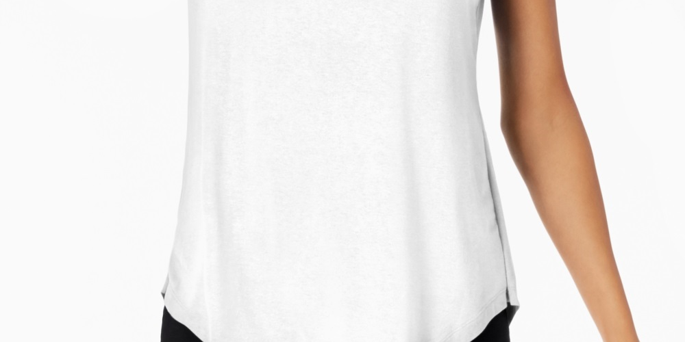 JM Collection Top feminino com decote redondo, branco, tamanho X-S