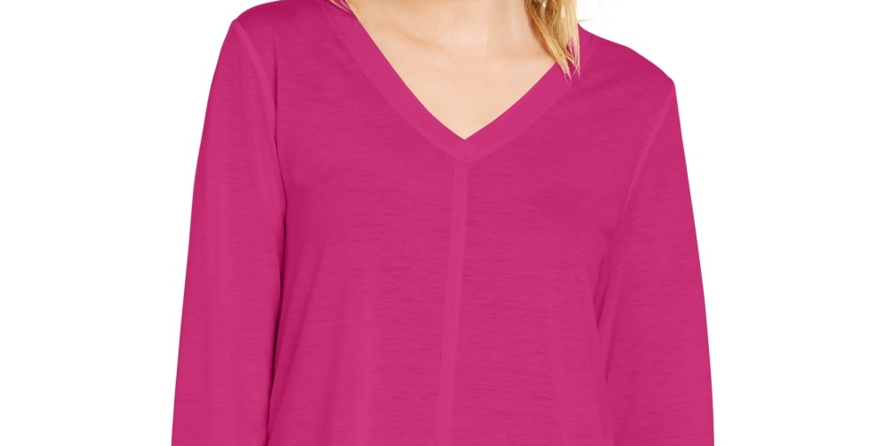 Estilo &amp; Co Feminino Detalhe de Costura Alto Baixo Top Rosa Tamanho X-Small