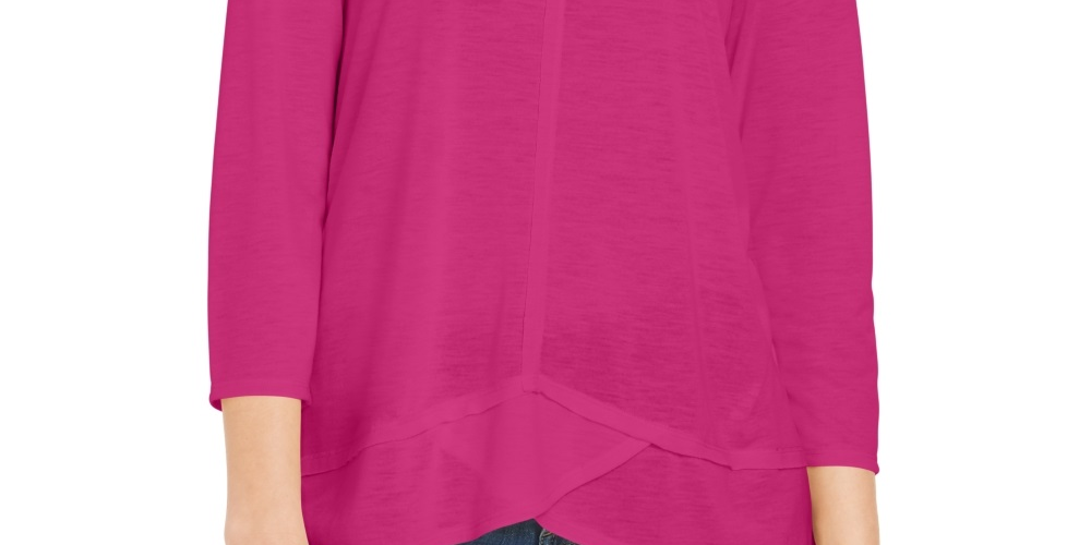 Estilo &amp; Co Feminino Detalhe de Costura Alto Baixo Top Rosa Tamanho X-Small
