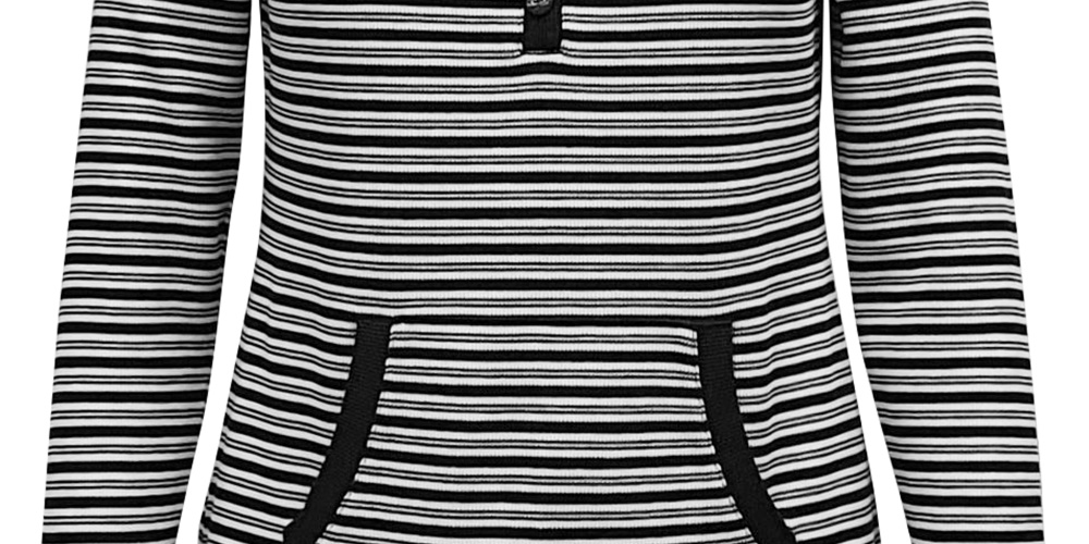 Karen Scott Blusa de malha feminina listrada com decote em V, preta, tamanho médio