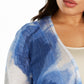 Cardigan estampado Alfani Plus Drapey feminino, azul, tamanho 1X