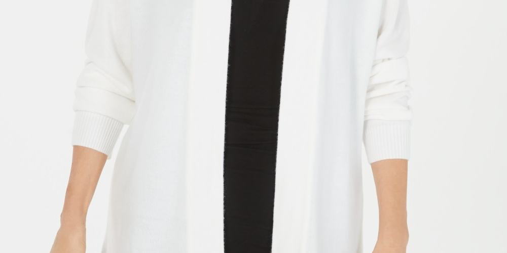 Karen Scott Cardigan Feminino Frente Aberta Branco Tamanho PL