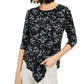 Top Alfani Feminino Petite Estampado com Bainha em V Preto Tamanho P
