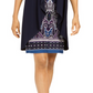 Vestido estampado com colar e jaqueta drapeada feminino R &amp; M Richards, azul, tamanho 6, pequeno