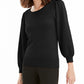 Suéter feminino Maison Jules com manga bufante, preto, tamanho X-S