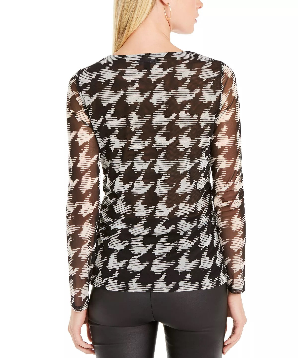 Blusa feminina com manga transparente e estampa da INC International Concepts, branca, tamanho PL