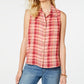 Blusa xadrez sem mangas feminina Style &amp; Co, rosa, tamanho médio