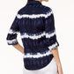 INC International Concepts Blusa de botões com estampa tie-dye de algodão feminina, tamanho pequeno e grande, azul