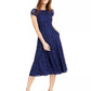 Vestido midi de renda feminino Vince Camuto, azul marinho, tamanho 12