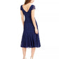 Vestido midi de renda feminino Vince Camuto, azul marinho, tamanho 12