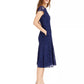Vestido midi de renda feminino Vince Camuto, azul marinho, tamanho 12