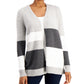 Cardigan de malha feminino com blocos de cores Charter Club, cinza, tamanho pequeno