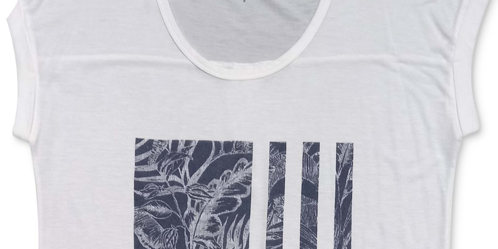 Camiseta feminina com estampa de bandeira tropical Style &amp; Co, azul-marinho, tamanho médio