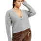Cardigan feminino plus size com botões e frente, tamanho 3X, cinza, Danielle Bernstein