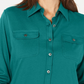 Karen Scott Blusa Feminina Mix Media com Botões Frontais Azul Tamanho Grande