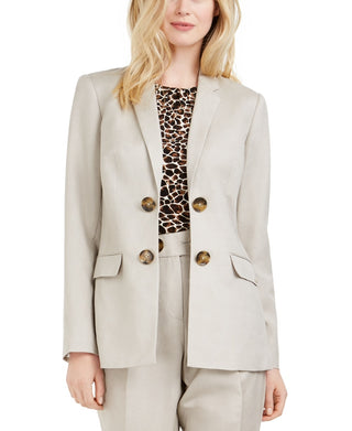Calvin Klein Blazer feminino trespassado frente aberta bege tamanho 8
