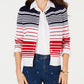 Cardigan feminino listrado com botões Charter Club, azul, tamanho extragrande
