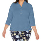 Camisa polo feminina Charter Club Plus Cotton, azul, tamanho 0X