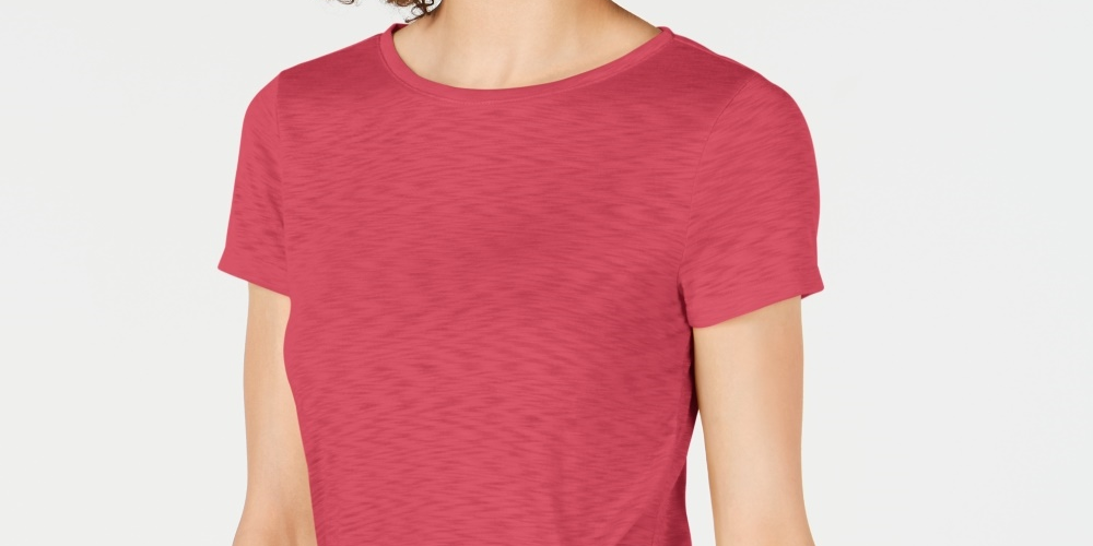 Camiseta feminina franzida INC International Concepts laranja brilhante tamanho médio