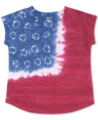 Camiseta feminina tingida com bandeira americana estilo &amp; co, rosa, tamanho médio
