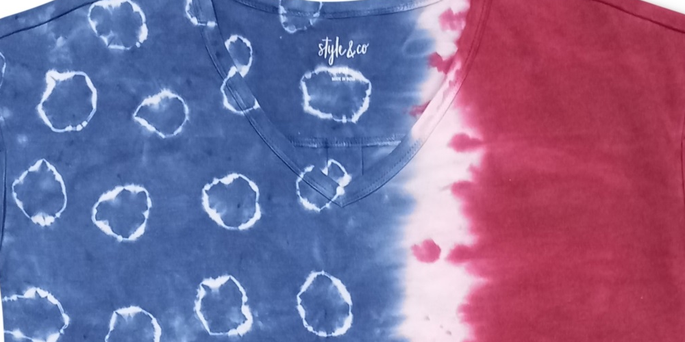 Camiseta feminina tingida com bandeira americana estilo &amp; co, rosa, tamanho médio
