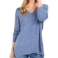 Túnica feminina estilo &amp; co com decote em V e ombros caídos, azul, tamanho pequeno