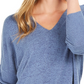Túnica feminina estilo &amp; co com decote em V e ombros caídos, azul, tamanho pequeno