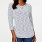 Karen Scott Blusa Feminina Space Dye Manga 3/4 Cinza Tamanho Pequeno X-Grande