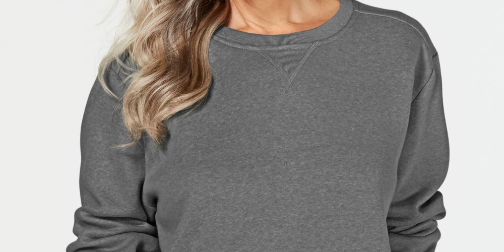 Moletom feminino Karen Scott Fleece Cinza Tamanho Médio