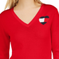 Suéter Tommy Hilfiger Feminino de Algodão com Logotipo e Coração Vermelho Tamanho Grande