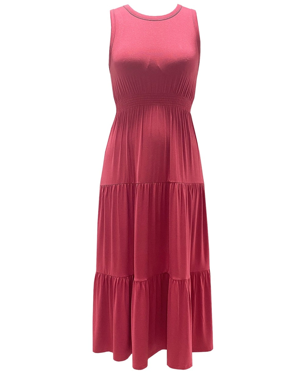 Vestido feminino sem mangas em camadas estilo &amp; co, rosa, tamanho pequeno
