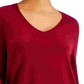 Suéter feminino com decote em V e bainha de faixa, tamanho grande, vermelho, estilo &amp; co