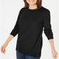 Suéter feminino Karen Scott Plush com costura frontal, preto, tamanho XS