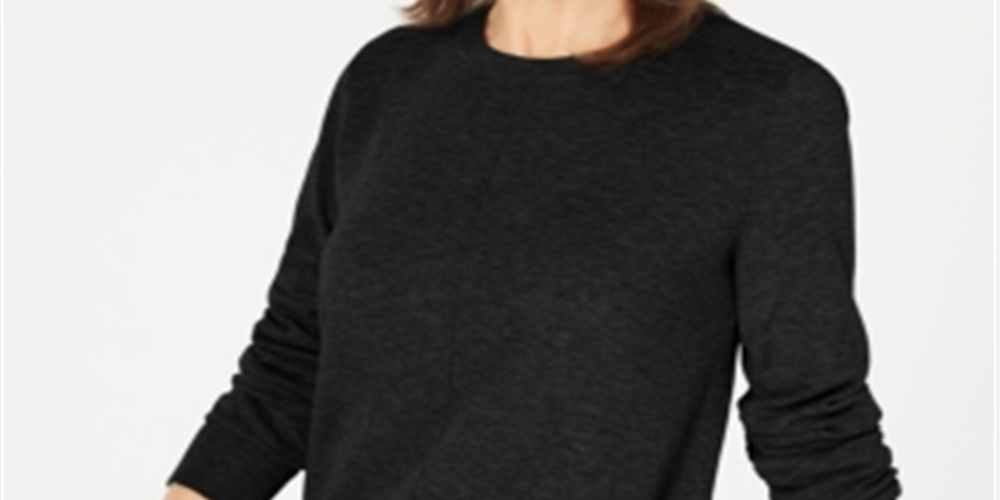Suéter feminino Karen Scott Plush com costura frontal, preto, tamanho XS