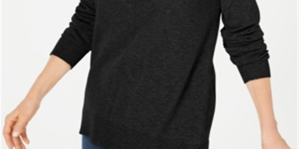 Suéter feminino Karen Scott Plush com costura frontal, preto, tamanho XS