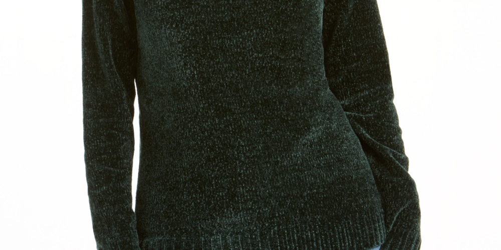 Suéter Karen Scott Feminino Gola Envelope Chenille Verde Tamanho PS